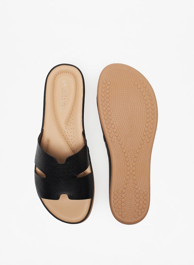 Women's Lazer Cut Detail Slip-On Sandals