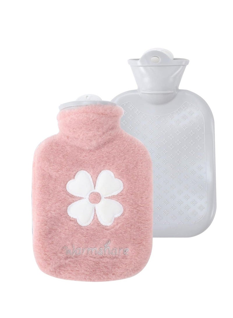 Hot Water Bag, pack for Pain Relief, Bottle,Cold and Pack with velvet cover, Bottles Other Cramps, 500ml Small Bottle. (Pink)