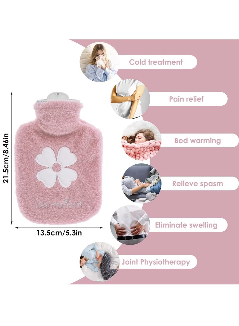 Hot Water Bag, pack for Pain Relief, Bottle,Cold and Pack with velvet cover, Bottles Other Cramps, 500ml Small Bottle. (Pink)