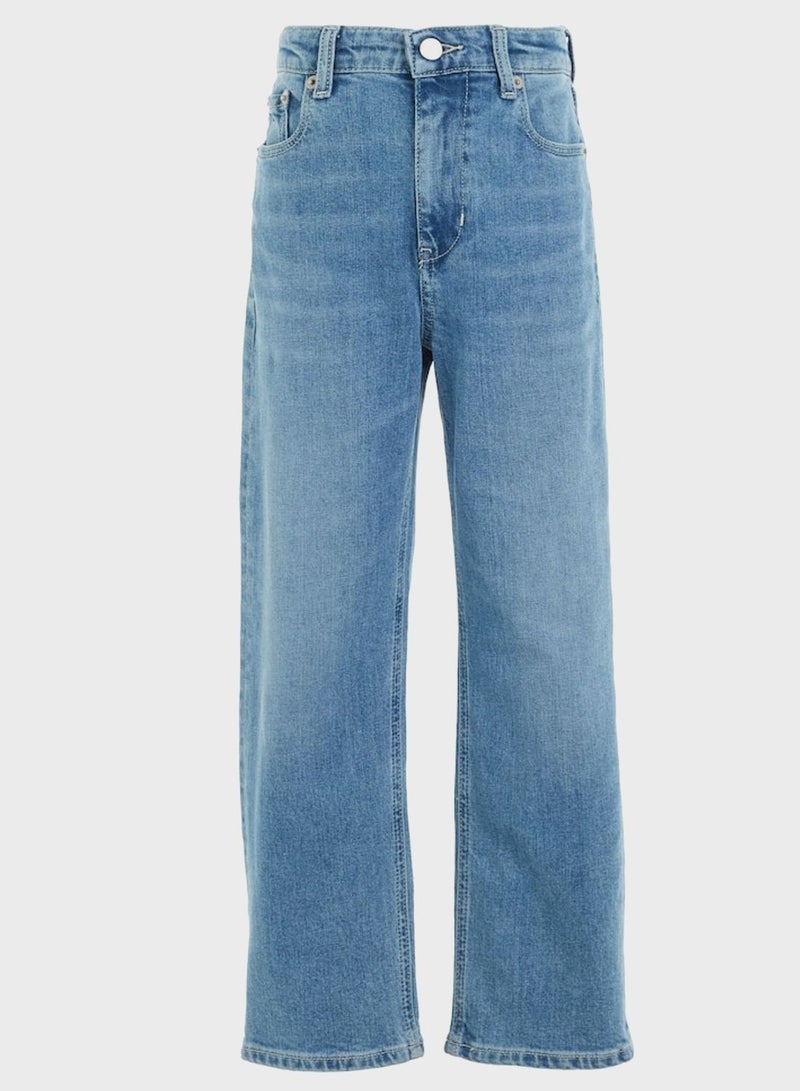 Kids Mid Wash Straight Jeans