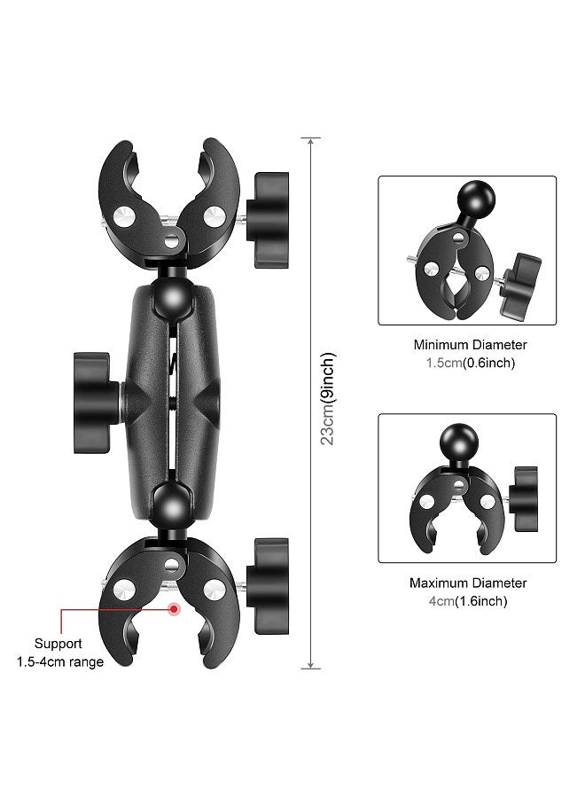 PULUZ PU849B Flexible Motorcycle Super Clamp Double Crab Clamps 360° Rotatable Sports Camera Handlebar Fixed Mount