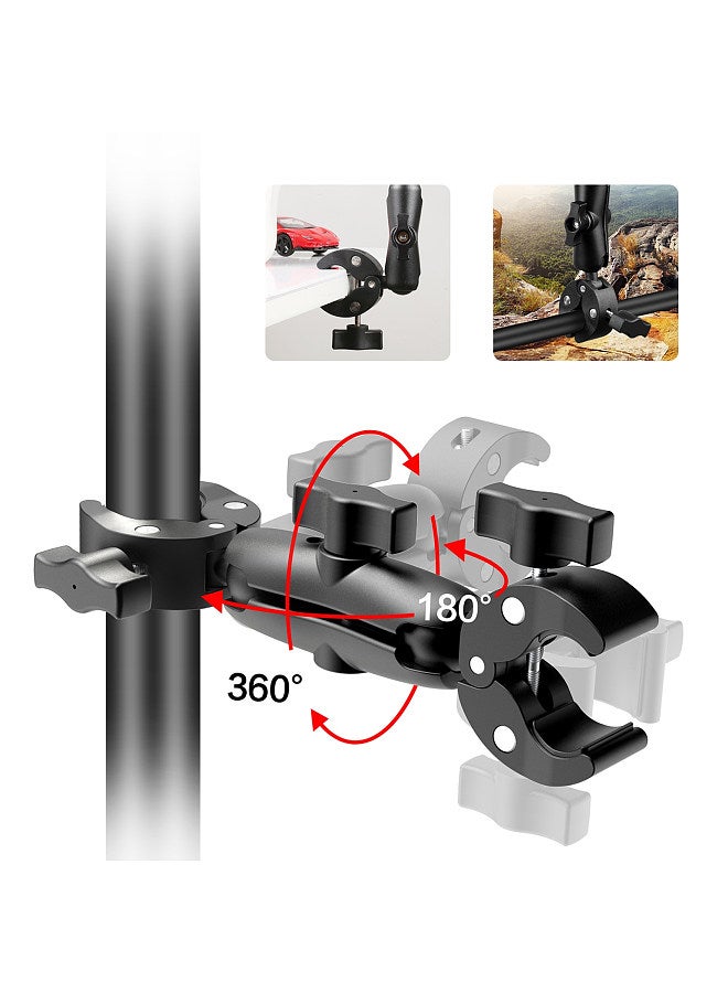 PULUZ PU849B Flexible Motorcycle Super Clamp Double Crab Clamps 360° Rotatable Sports Camera Handlebar Fixed Mount