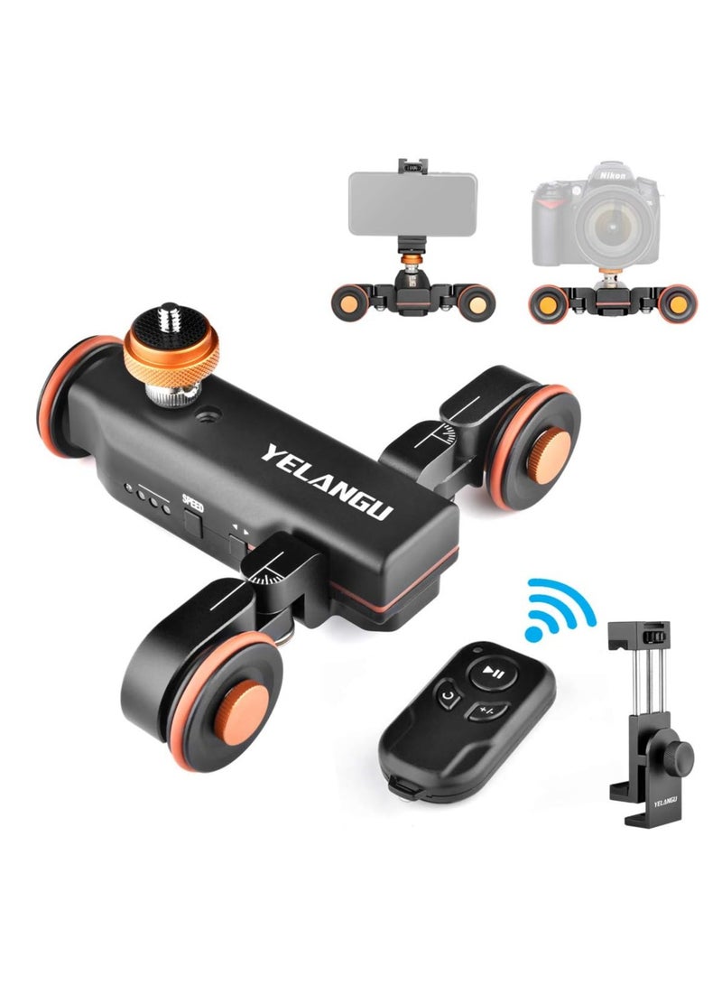 Camera Slider Motorized,YELANGU Rechargeable Camera Dolly with Wireless Remote Control, 3 Speed Adjustable Slider for 360 Degree Swivel,for DSLR Camera, Camcorder, Gopro,Smartphone with Phone Holder