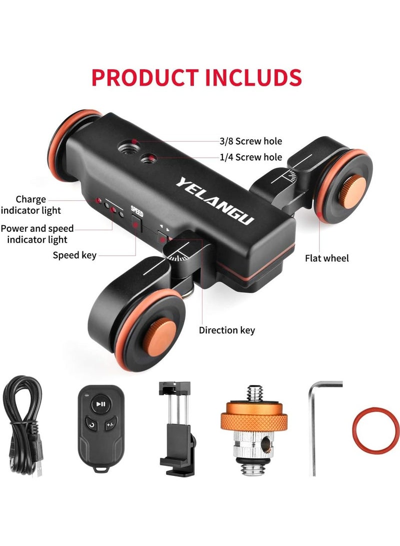 Camera Slider Motorized,YELANGU Rechargeable Camera Dolly with Wireless Remote Control, 3 Speed Adjustable Slider for 360 Degree Swivel,for DSLR Camera, Camcorder, Gopro,Smartphone with Phone Holder