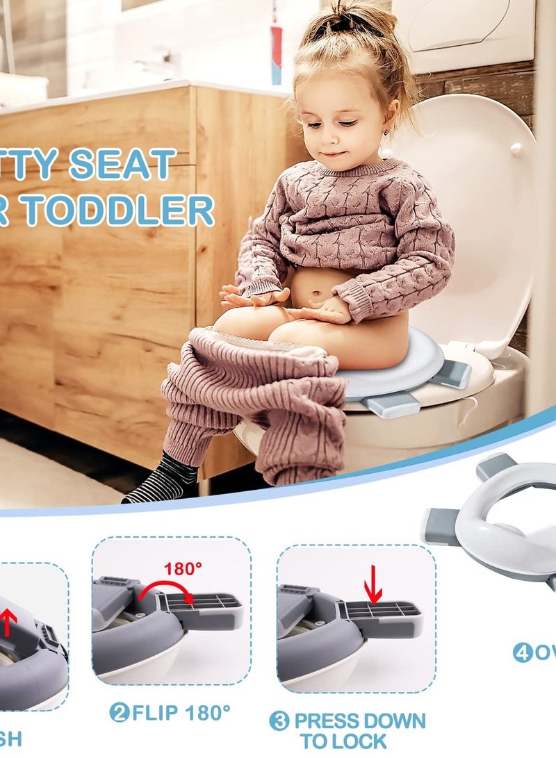 2-in-1 Portable Travel Potty, Foldable Toddler Potty with Storage, Convenient Emergency Toilet for Car and Outdoor Use (Grey)