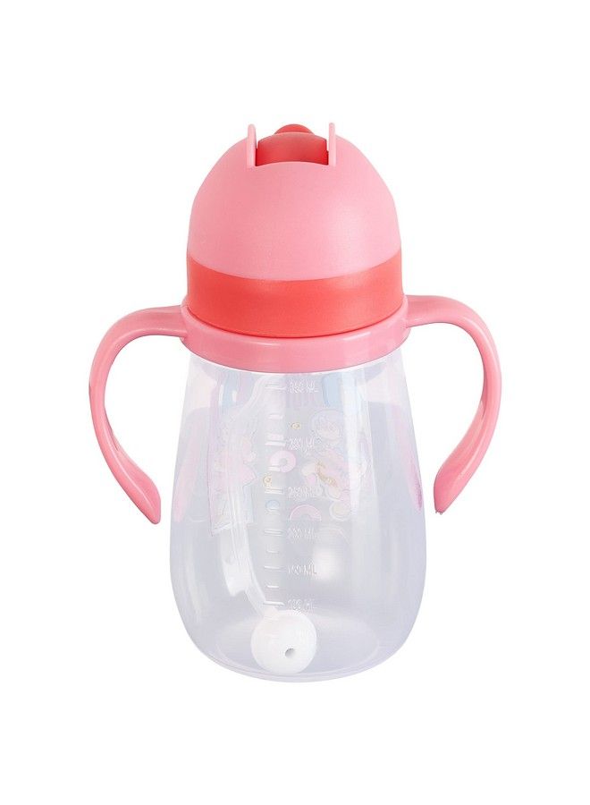 Baby Joy Spillproof Kids Transparent With Gravity Ball Straw Sipper Cup Water Bottle With Handles250 Ml (Pink)