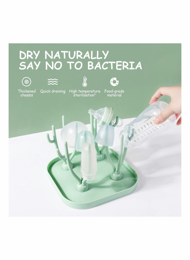 Baby Bottle Drying Rack, Drain Holder with Detachable Drip Tray, Rack Ideal for Bottles, Teats, Cups, Reusable Accessories