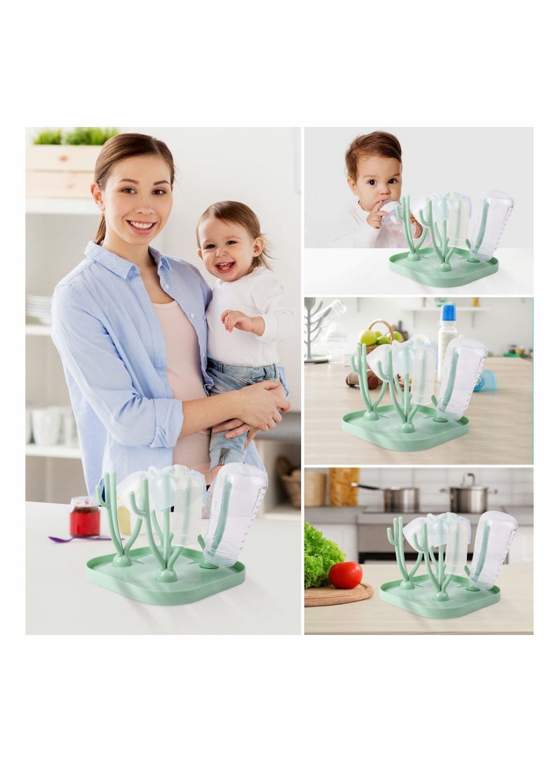 Baby Bottle Drying Rack, Drain Holder with Detachable Drip Tray, Rack Ideal for Bottles, Teats, Cups, Reusable Accessories