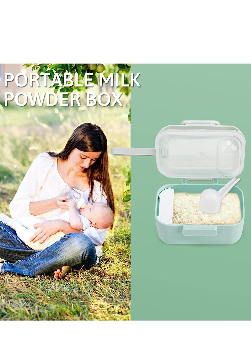 Milk Powder Dispenser Pot Portable Baby Formula and Snack Storage Container with Scoop Leveller Sealed Silicone Ring Cover for Outdoor Travel Airtight Feeding Green 400M