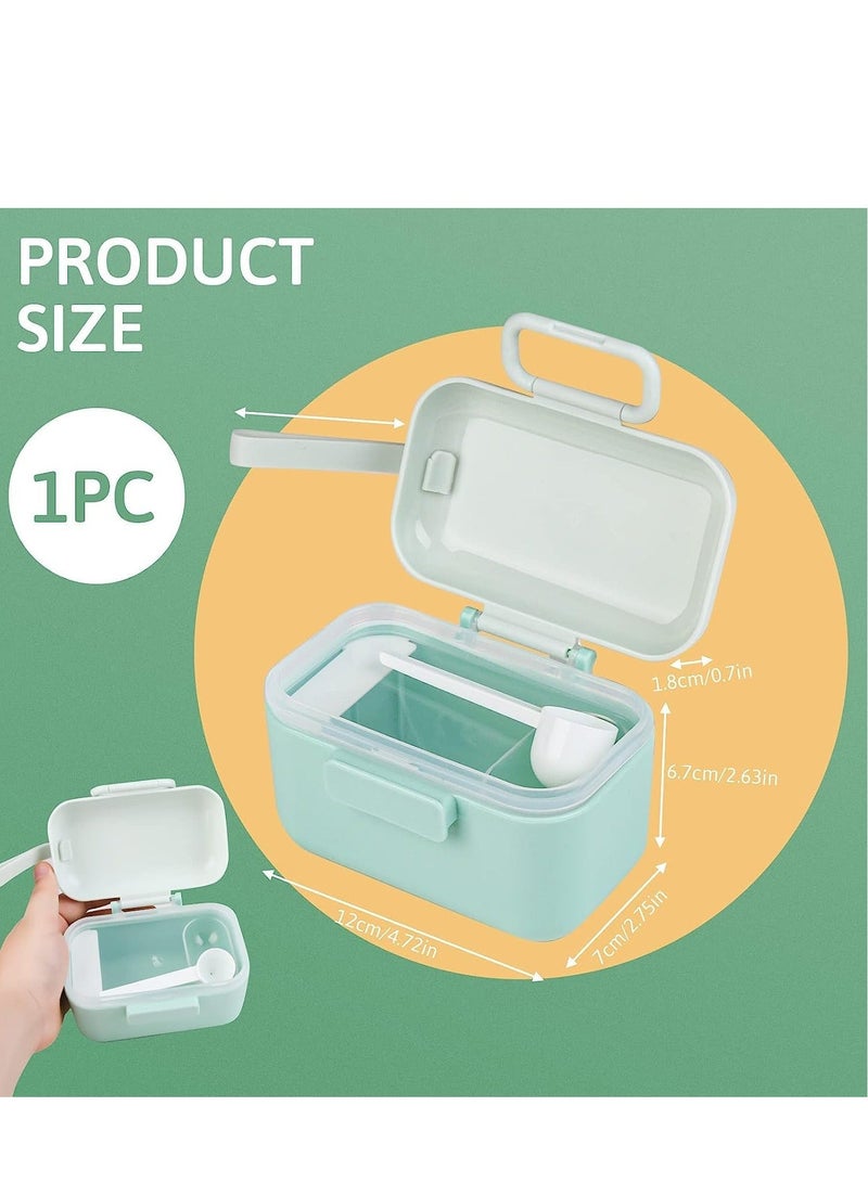 Milk Powder Dispenser Pot Portable Baby Formula and Snack Storage Container with Scoop Leveller Sealed Silicone Ring Cover for Outdoor Travel Airtight Feeding Green 400M