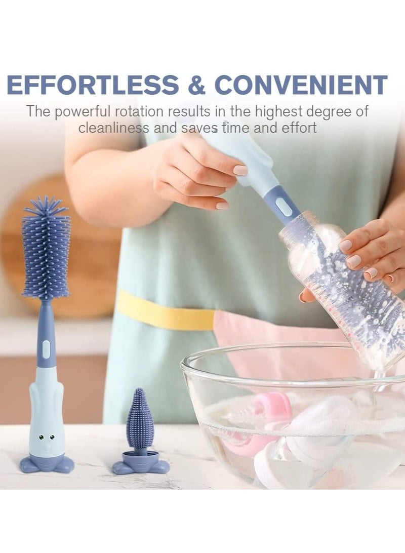 Baby Bottle Brush, 3 in 1 Cleaning Feeding Nipple Mini Cleaner, Silicone Brush for Water Bottles Glass Cup Thermoses