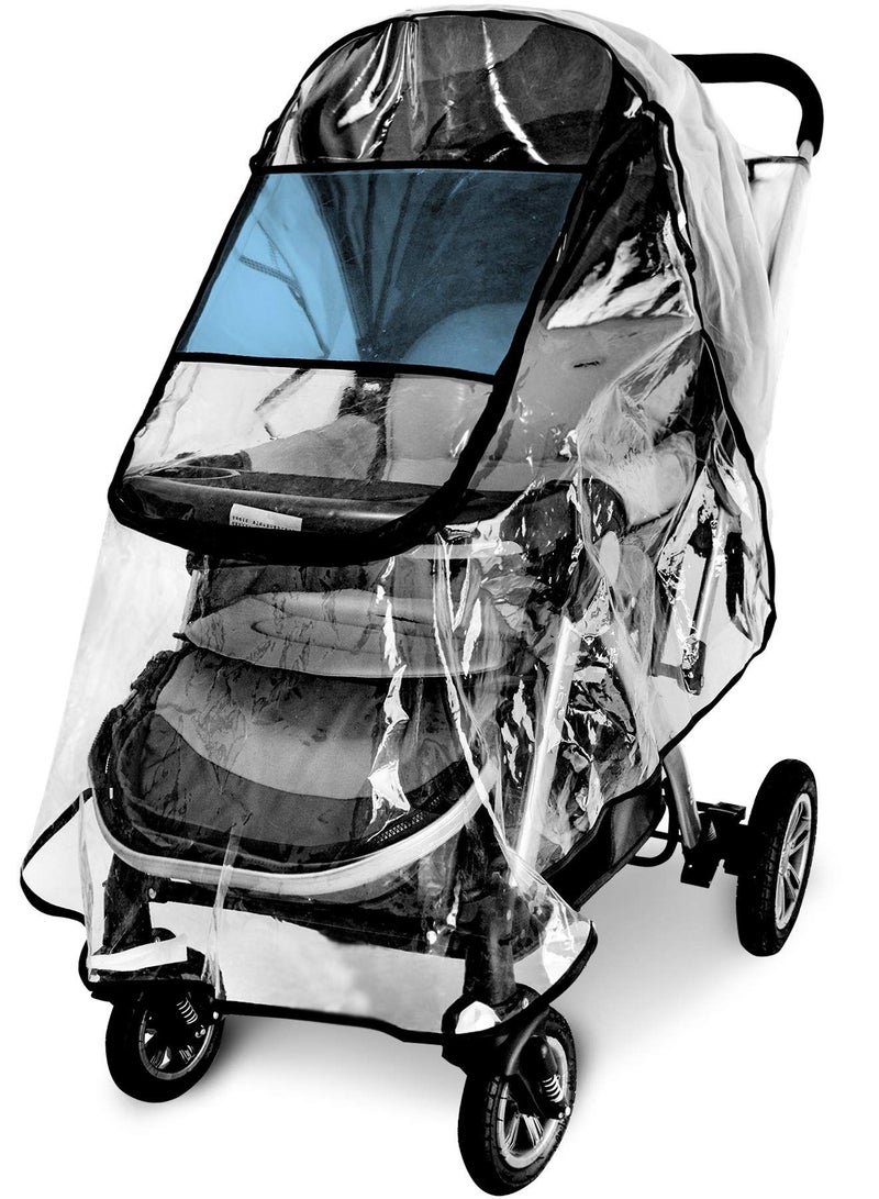 Stroller Rain Cover Weather Shield, KASTWAVE Universal Premium Accessory, Waterproof, Windproof Protection, Protect from Dust Snow, Baby Travel Safe Durable Clear Plastic