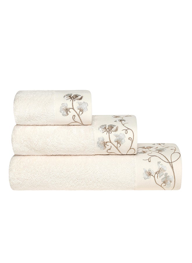 Set Of 3 Celeste Towels Ecru 40x60cm