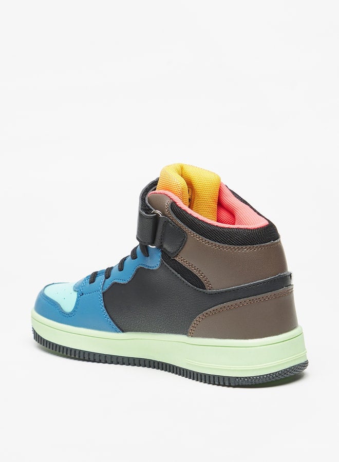 Boys Colourblocked Shoes With Hook And Loop Closure