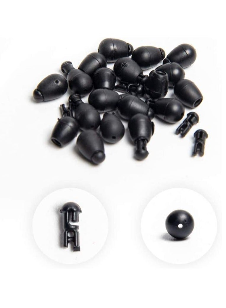 30 Pcs Fishing Beads Black Quick Change Connector Accessories 0.35inch for Hook links Line NC044