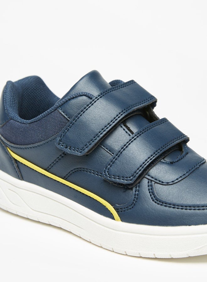 Boy's Textured Casual Sneakers Shoes With Hook And Loop Closure