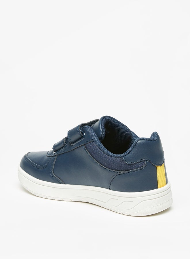 Boy's Textured Casual Sneakers Shoes With Hook And Loop Closure