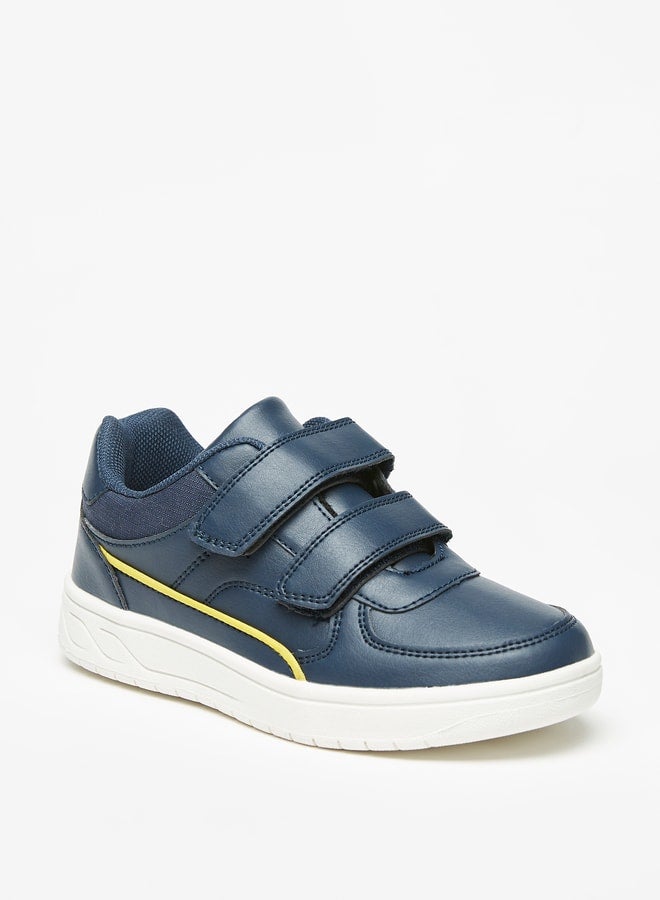 Boy's Textured Casual Sneakers Shoes With Hook And Loop Closure