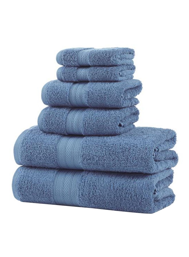 6-Piece Cotton Towel Set Blue