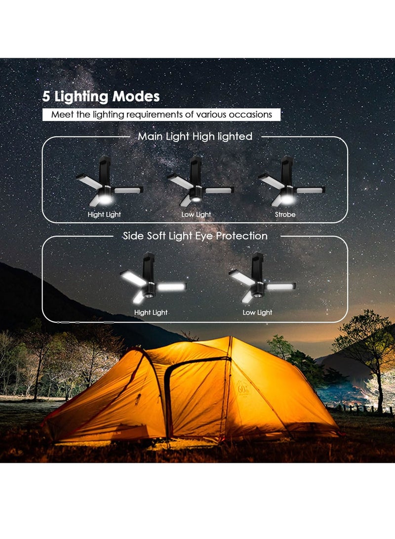 Rechargeable LED Camping Lantern, USB Powered, 5 Lighting Modes, 3000mAh Power Bank, Portable and Foldable Tent Light with Magnetic Top for Outdoor Adventures, Emergency Lighting, Fishing