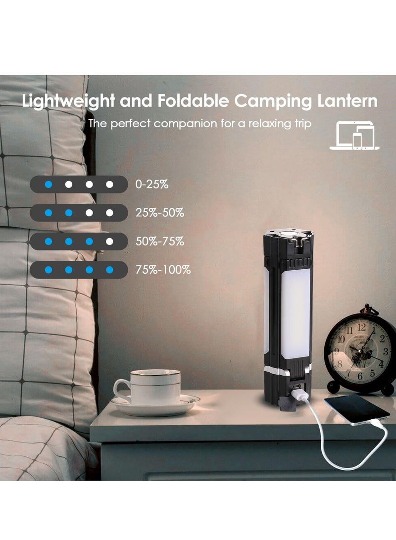 Rechargeable LED Camping Lantern, USB Powered, 5 Lighting Modes, 3000mAh Power Bank, Portable and Foldable Tent Light with Magnetic Top for Outdoor Adventures, Emergency Lighting, Fishing