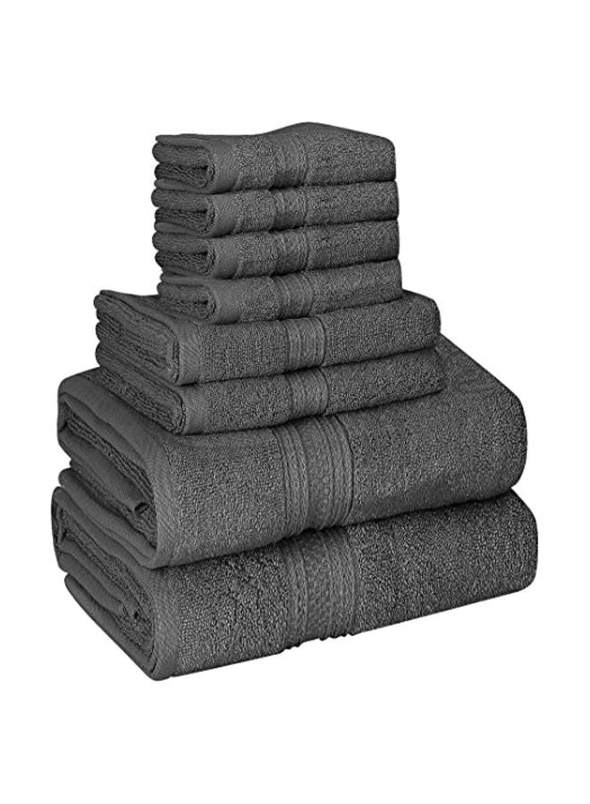 8-Piece Cotton Premium Towel Set Grey 27x54inch