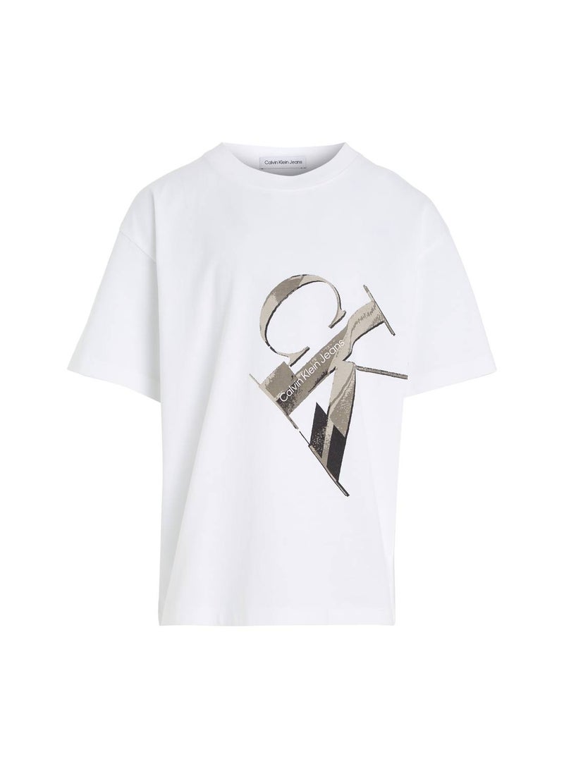 Boys' Cotton Logo T-Shirt, White