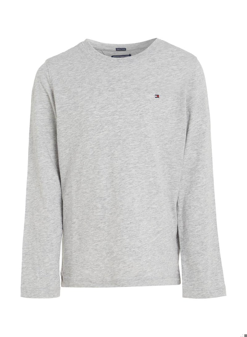Boys' Long-Sleeve Organic Cotton T-Shirt, Grey