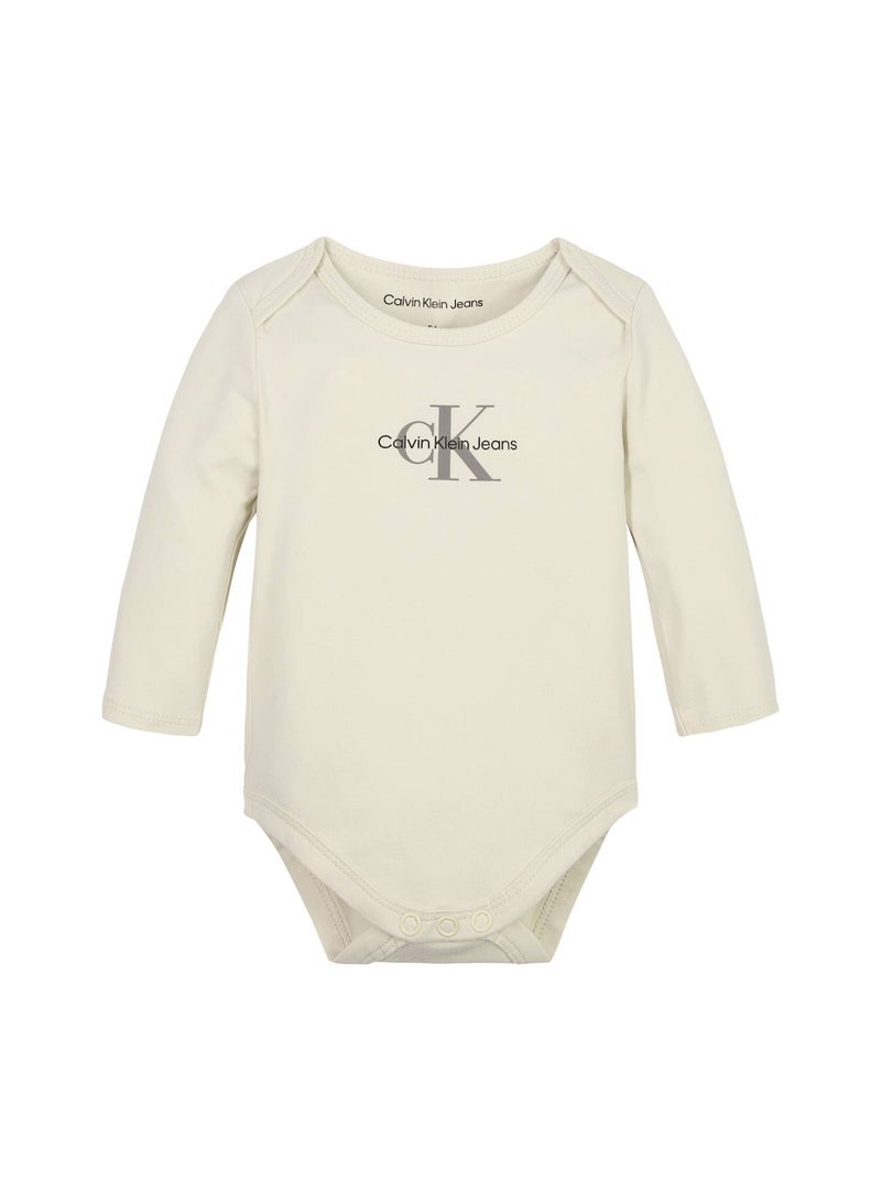 Calvin Klein Jeans Baby's Bodysuit - Long Sleeves - Newborn - Cotton , Grey