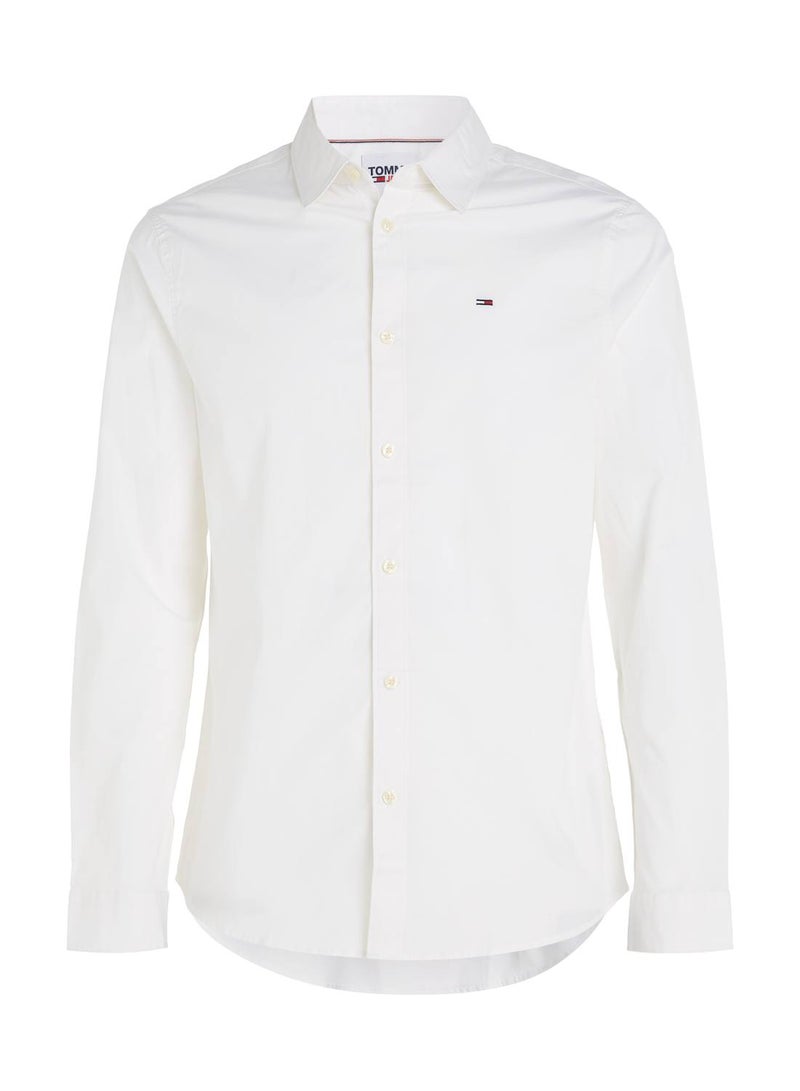 Men's Stretch Slim Fit Casual Shirt, White