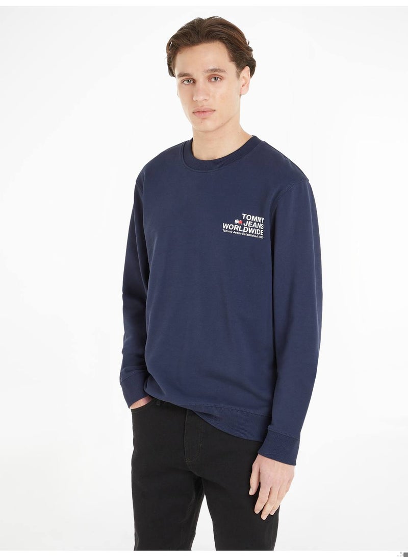 Men's Modern Logo Fleece Sweatshirt, Navy