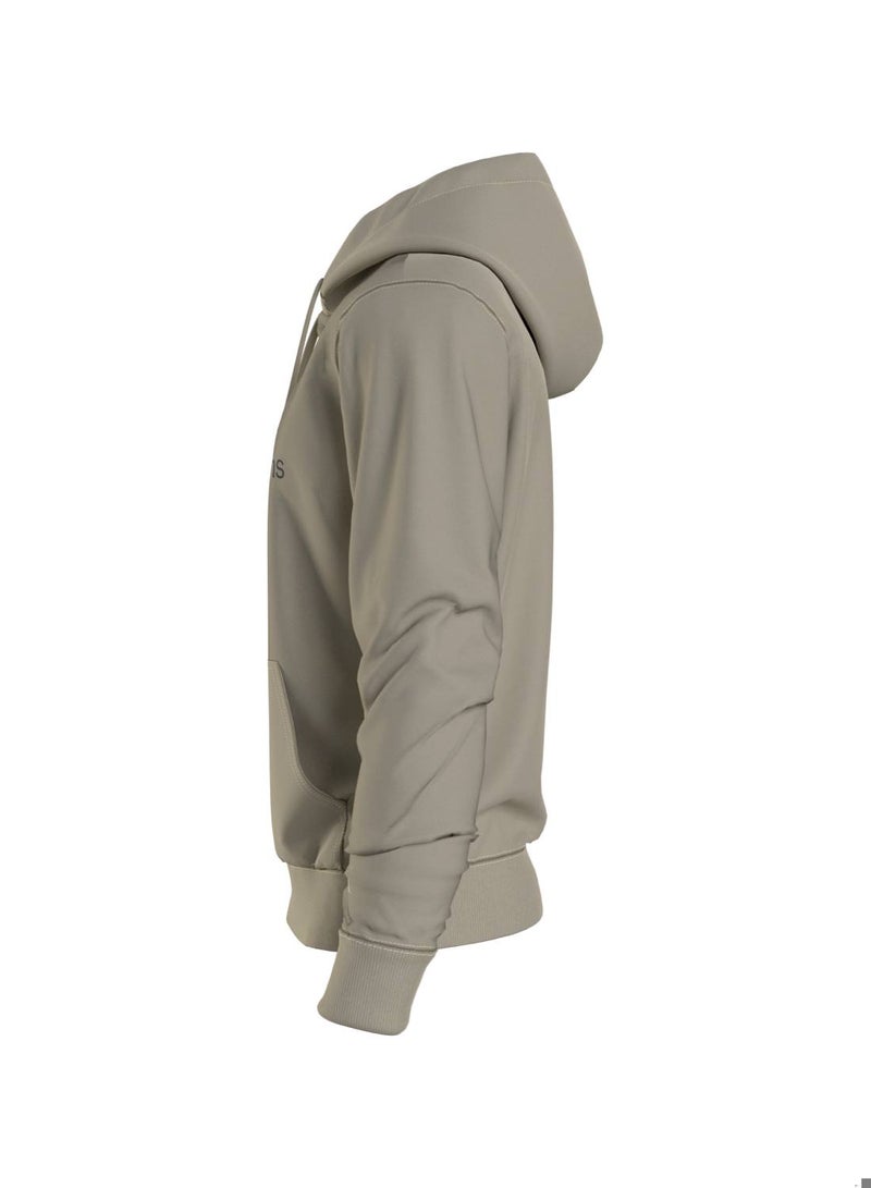 Men's Long Sleeved Hoodie - Cotton, Taupe