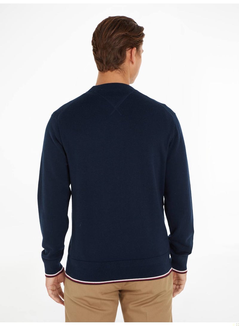 Men's Monotype Relaxed Tipped Jumper Sweater, Navy