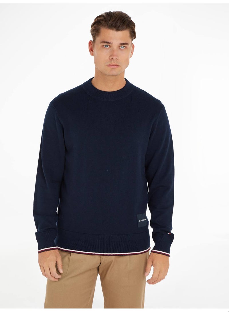 Men's Monotype Relaxed Tipped Jumper Sweater, Navy