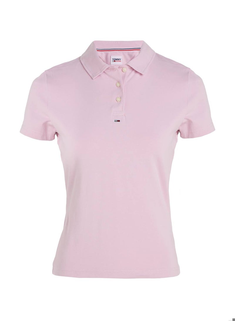 Women's Polo Neck T-Shirt, Pink