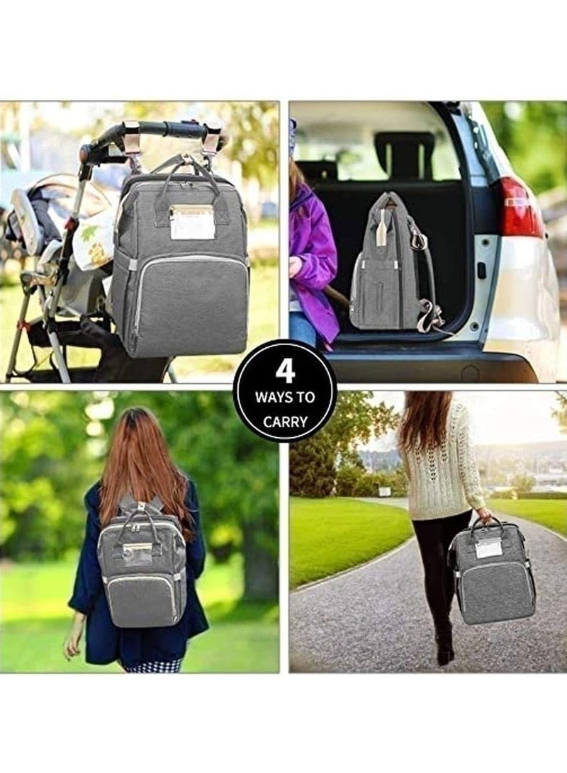 Portable Baby Home, Portable Diaper Bag, 3 in 1 Diaper Bag with Foldable Cot Bed, Mummy Bag Nappy Changing Bags, Multifunctional Baby Backpack for Outdoor Travel Camping.