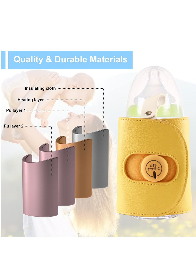 Baby Bottle Warmer Cover USB Milk Heating Portable Nursing Feeding Thermal Bag Travel Safety Accessories Gifts, Yellow