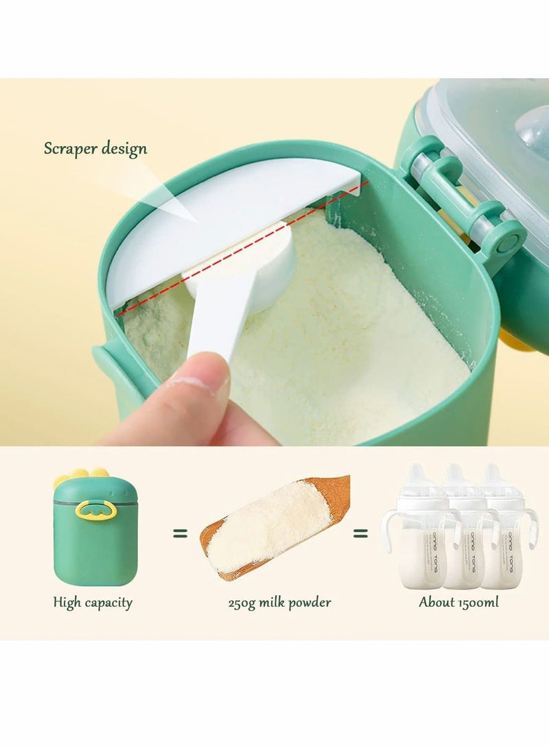 Milk Powder Dispensing Container, Baby Formula Airtight Storage Box, Portable Cute Can, Food Seal Container for Fruit Snacks Green, 800ml