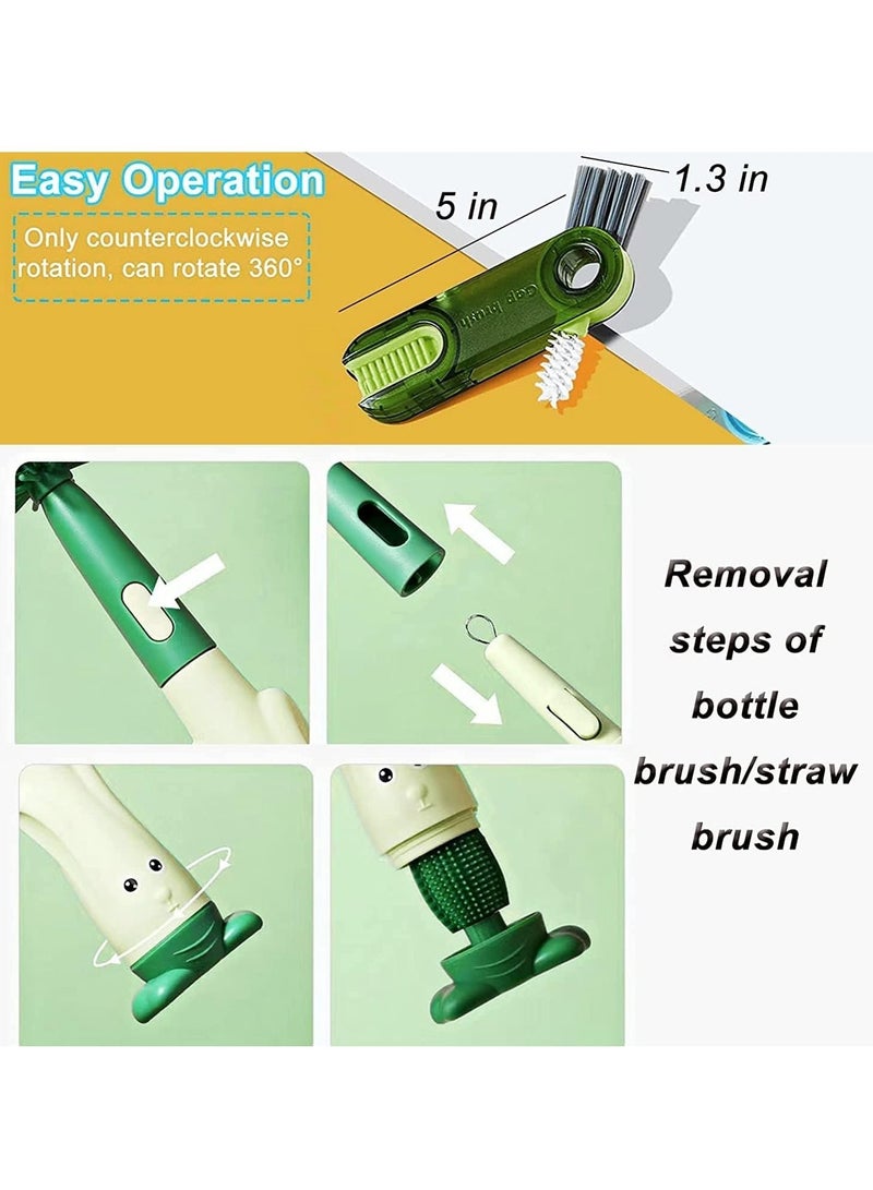 Silicone Baby Bottle Brush Nipple Cleaner 3 in 1 Multifunctional Cleaning Brush, Straw Brushes, Tiny Gap Cup Lid Crevice Detail U-Shaped Bottle, Portable 4 PCS