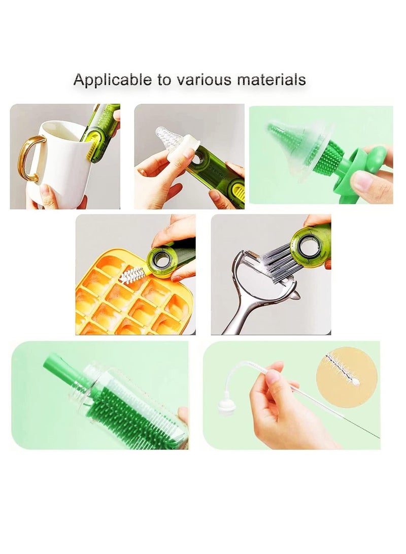 Silicone Baby Bottle Brush Nipple Cleaner 3 in 1 Multifunctional Cleaning Brush, Straw Brushes, Tiny Gap Cup Lid Crevice Detail U-Shaped Bottle, Portable 4 PCS