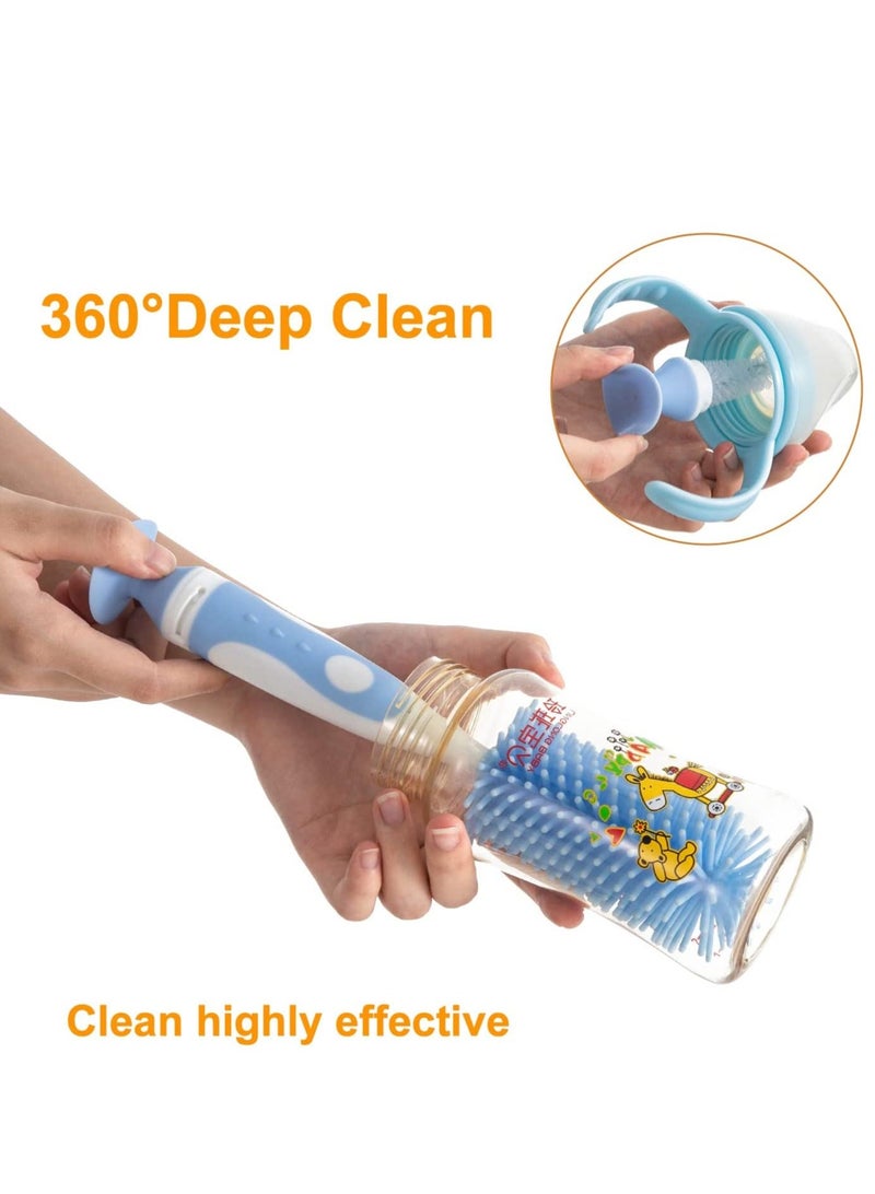 Baby Bottle Silicone Cleaning Brush, Brush with Long Handle, Cleaner Set, Multifunctional Suction Cup Stand, for Water Bottles, Glasswares, Mugs, 2P