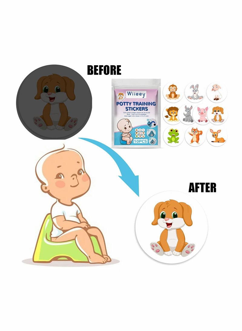 10pcs Potty Training Seat Magic Sticker Animal Theme Toddler Toilet Color Changing Reveal Stickers Targets for Toddlers Kids