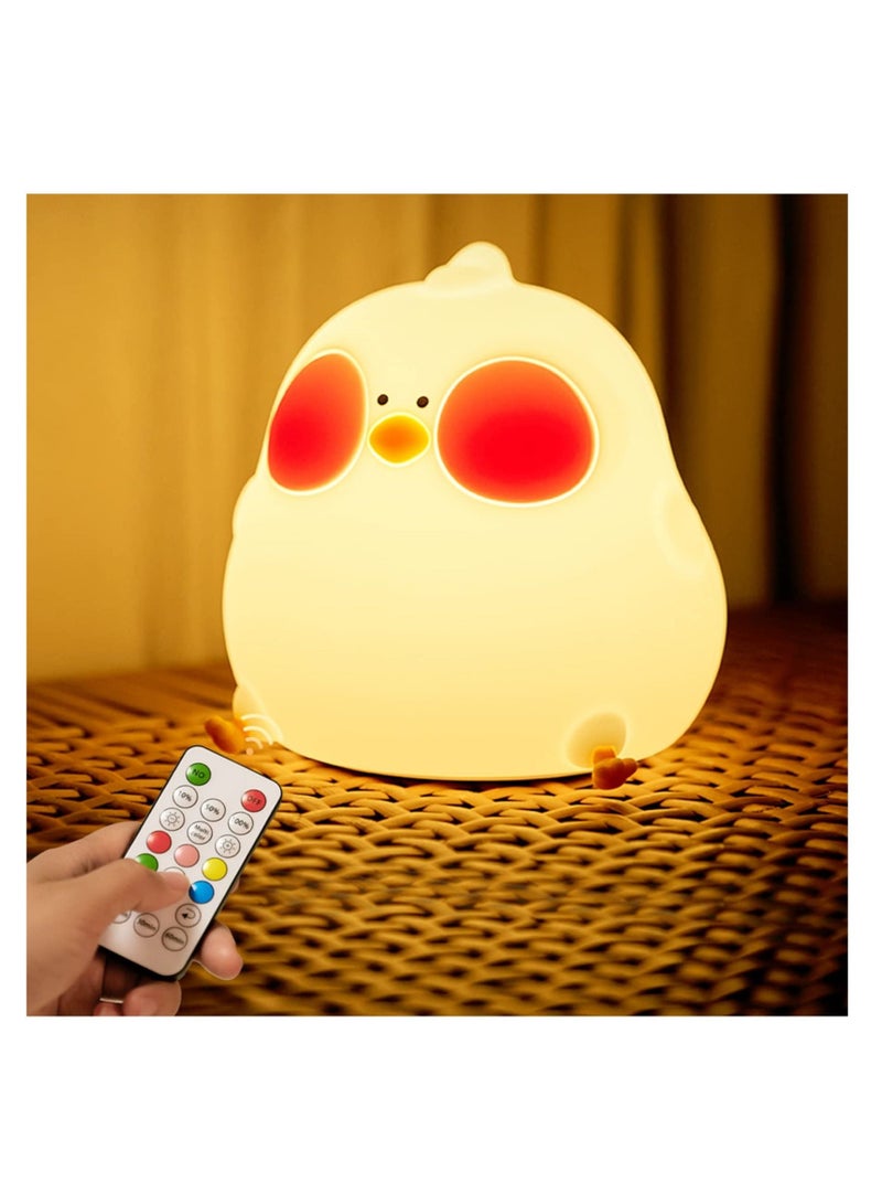 Night Light for Kids, Chick Silicone Light, Soft Kawaii USB Rechargeable Kids Lights Bedroom, Touch 7 Colors Control Baby Gift Boys and Girls