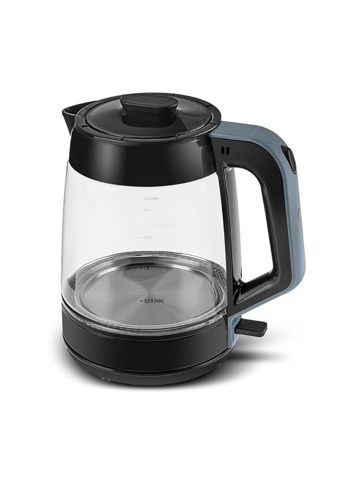 Glass Tea XL 2-in-1 Ocean Wave Kettle and Glass Tea Maker, XL Capacity, Warm and Water Retention, 360° Rotating Base, LED Status Display.