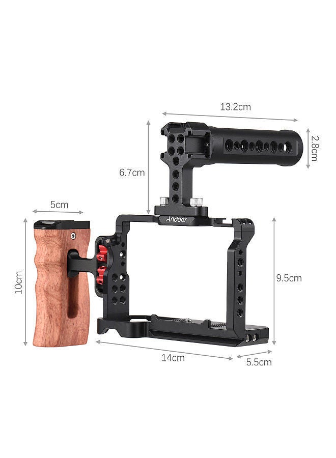 Andoer Camera Video Cage + Top Handle + Side Hand Grip Kit Aluminum Alloy Camera Video Cage with Cold Shoe Mounts Numerous 1/4 Inch Threads Replacement for Sony A7C Camera
