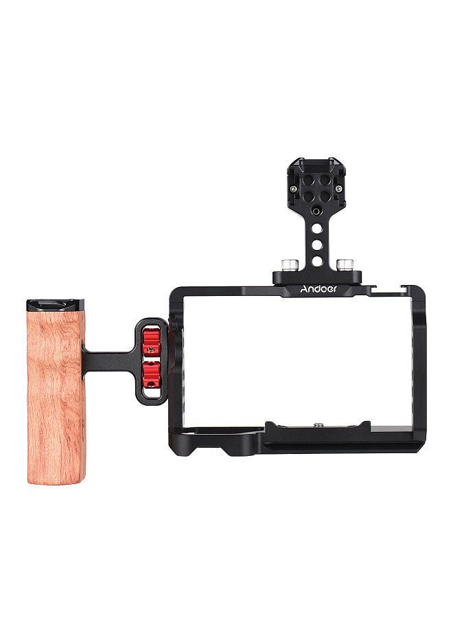 Andoer Camera Video Cage + Top Handle + Side Hand Grip Kit Aluminum Alloy Camera Video Cage with Cold Shoe Mounts Numerous 1/4 Inch Threads Replacement for Sony A7C Camera