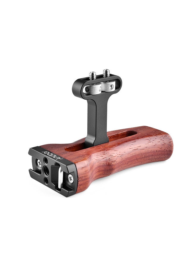 Andoer Universal Camera Cage Wooden Handle Left/Right Side Hand Grip with Cold Shoe Mount 1/4 Inch & 3/8 Inch Screw Holes Video Photography Accessories