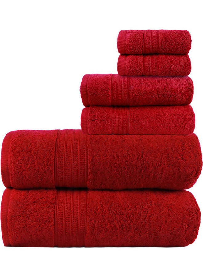 6-Piece Air Rich Towel Set - 2 Bath Towels (142x76 cm), 2 Hand Towels (71x40 cm), 2 Washcloths (30x30 cm), Patented Technology Air Rich Bathroom Towels, Super Absorbent, 550 GSM, 100% Cotton, Air Rich Towel With Air Pockets For Best Absorbency Red