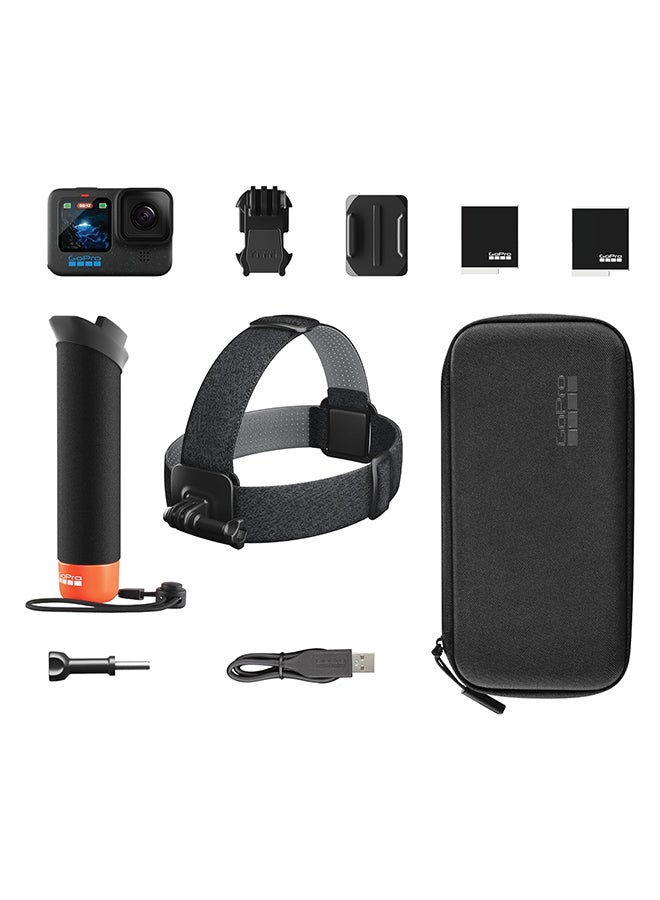 HERO12 Black + Accessories Bundle, Includes Handler + Head Strap 2.0 + Enduro Battery + Carrying Case