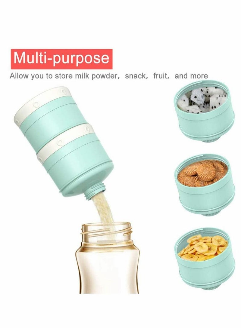 Formula Dispenser, Stackable Portable 3 Compartments Milk Powder Dispenser & Snack Container Handle Funnel Lids Non-Spill Twist-Lock